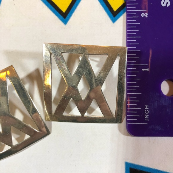 80’s vintage geometric sterling silver earrings - Picture 3 of 4